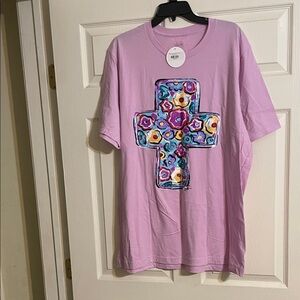 Texas true threads Floral Cross Graphic T-Shirt NWT 2x